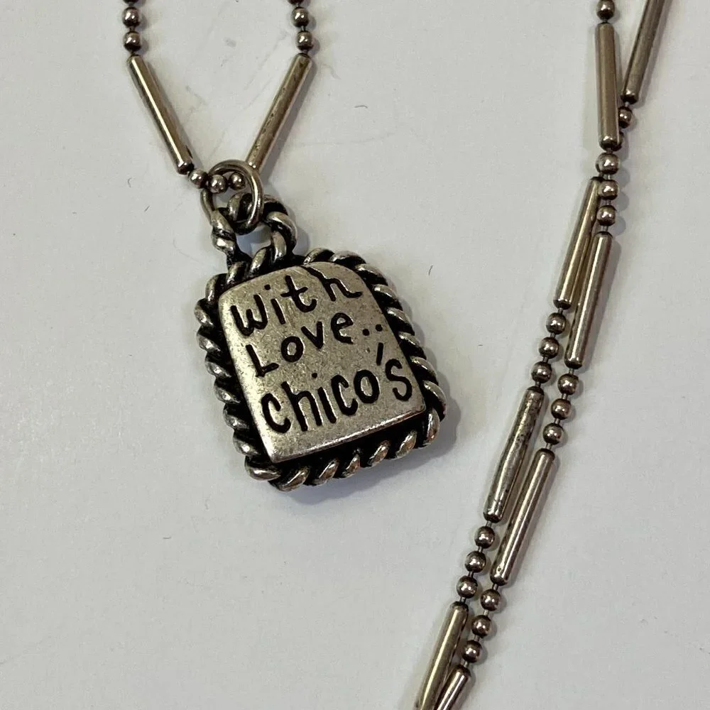 Chico's reversible silver pendant necklace